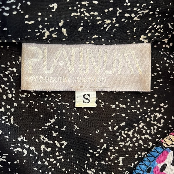 Vintage 80s90s PLATINUM Dorothy Schoelen Artsy Blouse/Top~Chunky Buttons~sz S - Picture 7 of 8